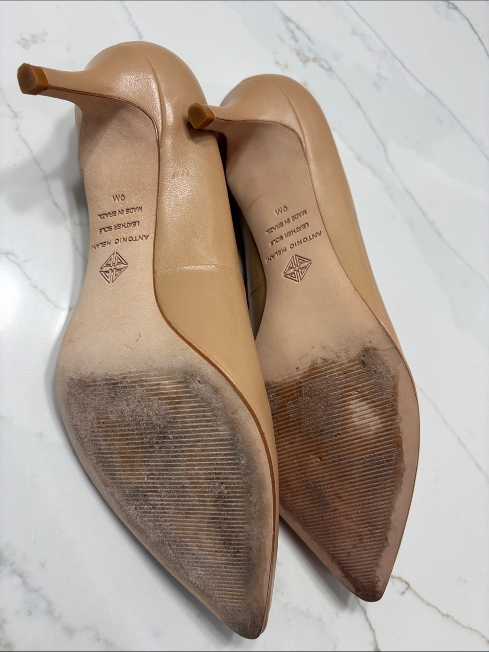 ANTONIO MELANI Beige Pointed-Toe Kitten Heel Pumps - Picture 11 of 14